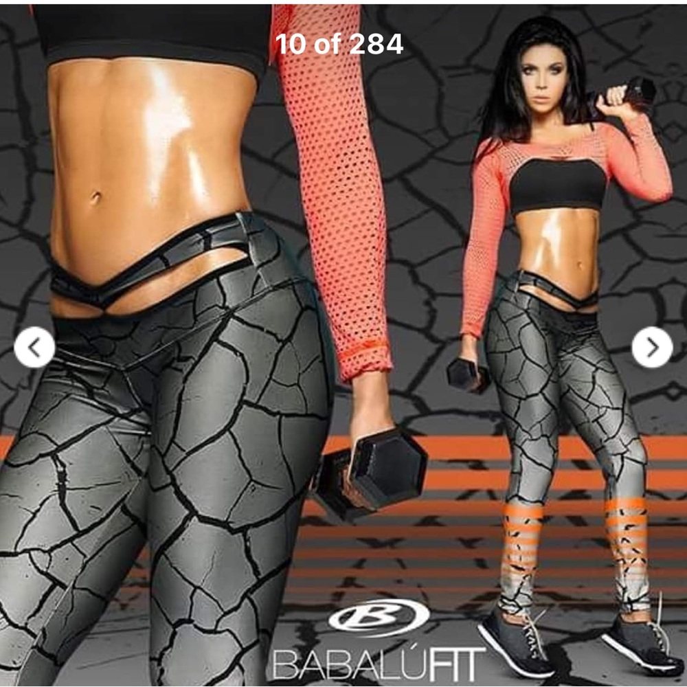 Gray orange leggings made in Colombia